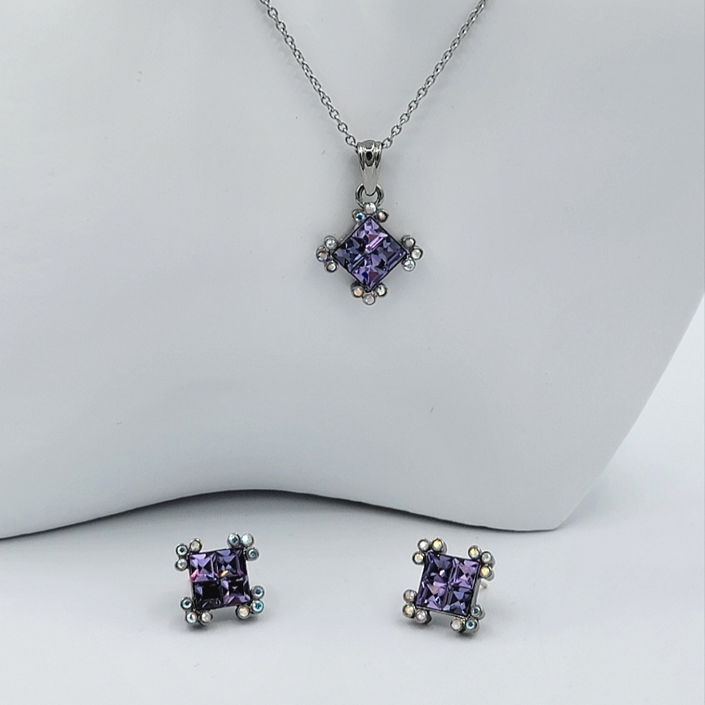 Vintage Butler Purple Necklace & Earrings #2293